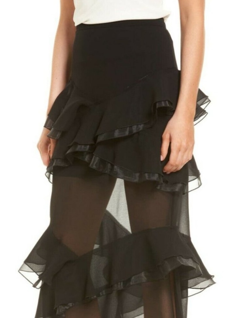 NORDSTROM CHELSEA28 black ruffles tiered skirt XS NWT